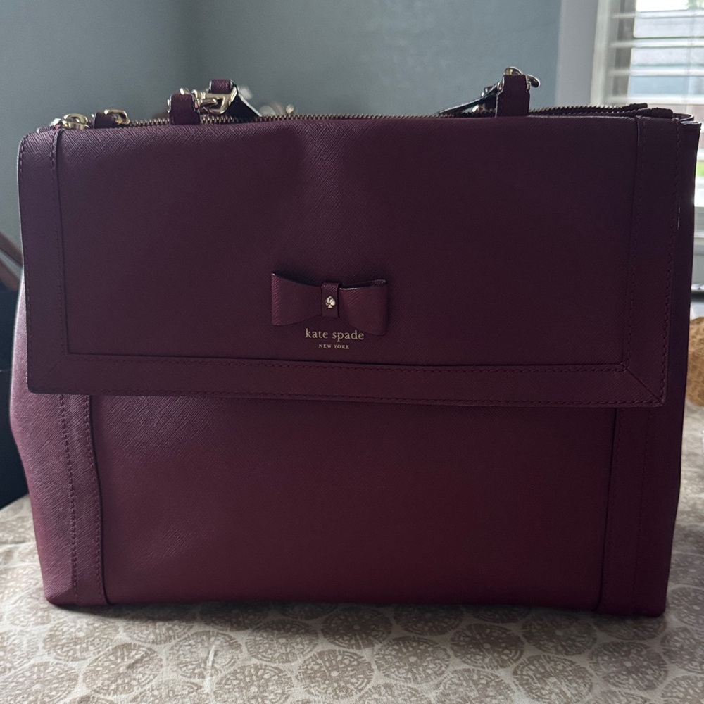 Kate Spade Hazel Court Mason Red Burgundy Leather Shoulder Handbag